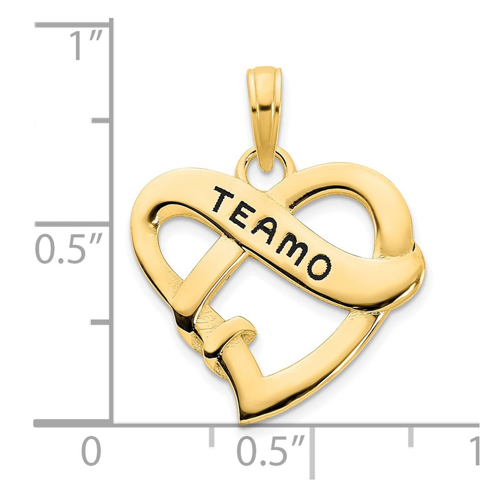 14K Gelbgold Te Amo Herz-Charm mit Epoxidharz