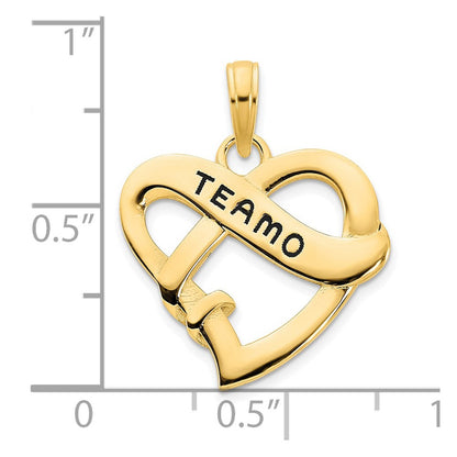 14K Gelbgold Te Amo Herz-Charm mit Epoxidharz