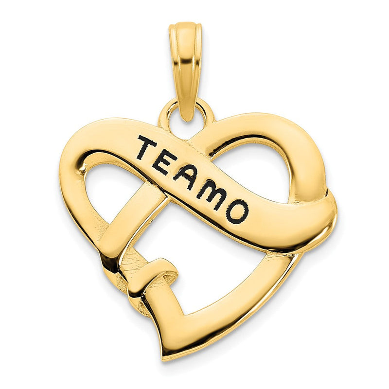 14K Gelbgold Te Amo Herz-Charm mit Epoxidharz