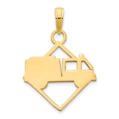14K Gelbgold Feuerwehrauto-Anhänger