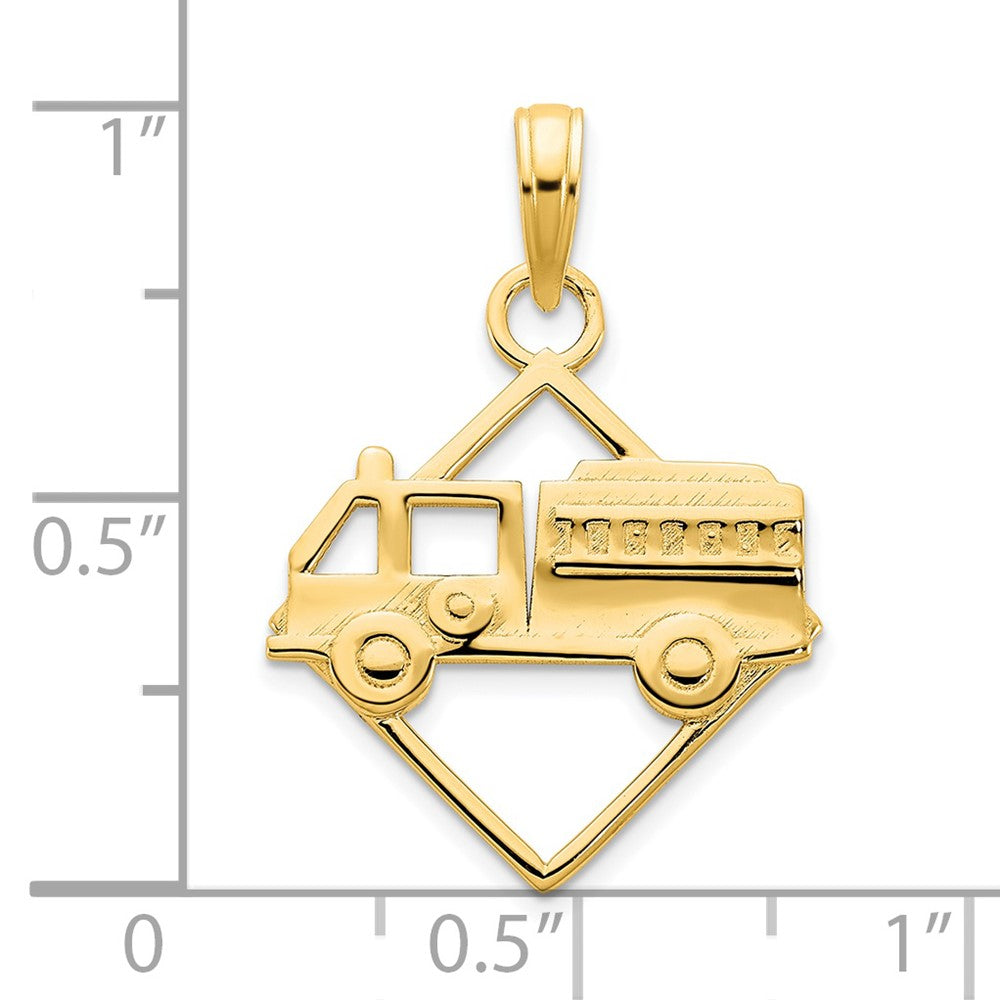 14K Gelbgold Feuerwehrauto-Anhänger