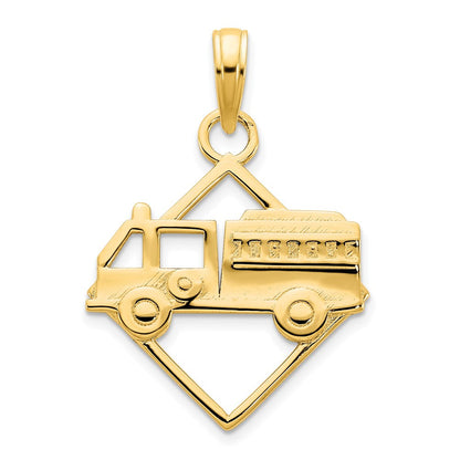 14K Gelbgold Feuerwehrauto-Anhänger