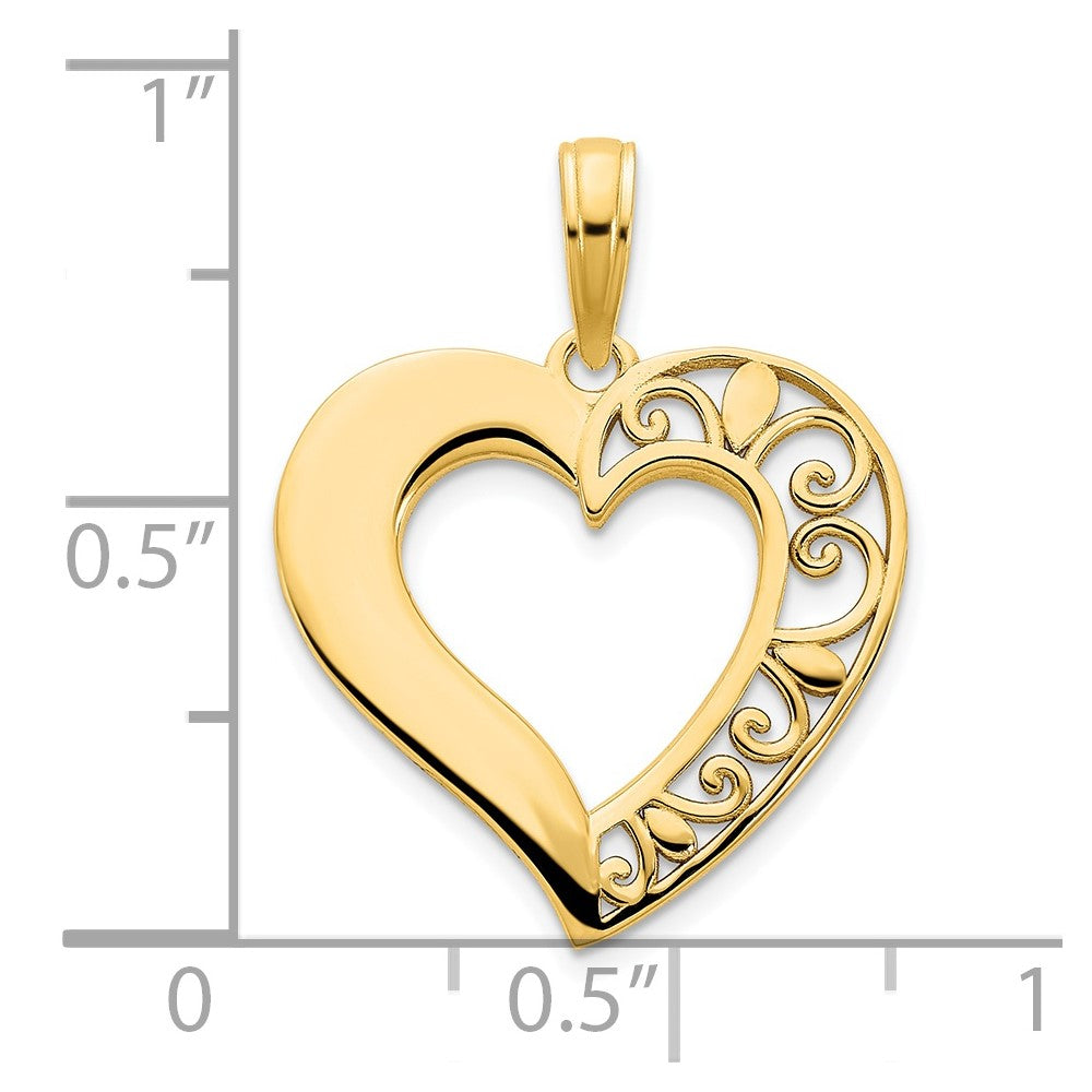 14K Gelbgold Fancy-Herz-Anhänger