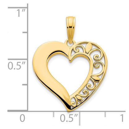 14K Gelbgold Fancy-Herz-Anhänger