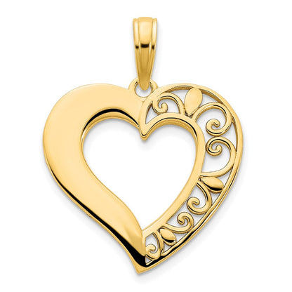 14K Gelbgold Fancy-Herz-Anhänger