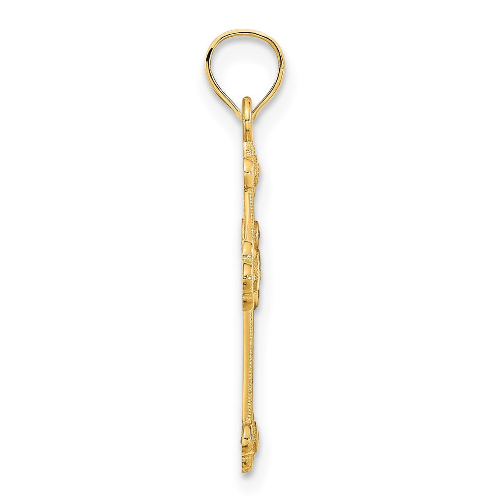 14K Gelbgold 14ky Fantasie Kreuz Anhänger