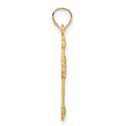 14K Gelbgold 14ky Fantasie Kreuz Anhänger