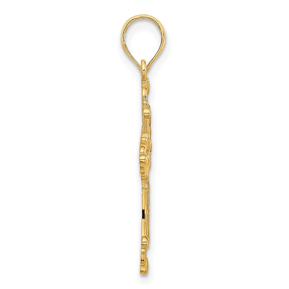 14K Gelbgold Fancy-Kreuz-Charm