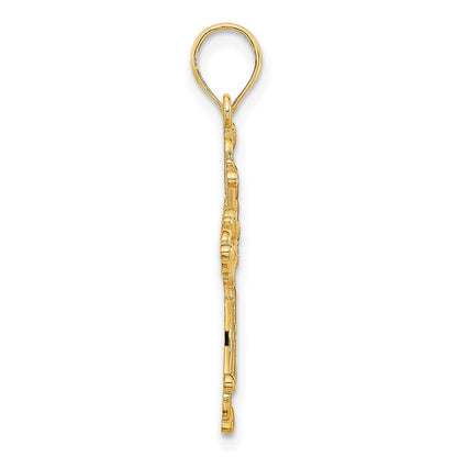 14K Gelbgold Fancy-Kreuz-Charm