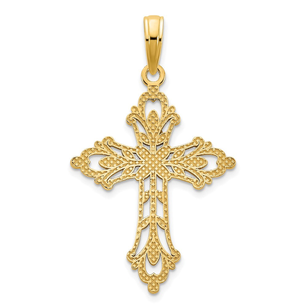 14K Gelbgold Fancy-Kreuz-Charm