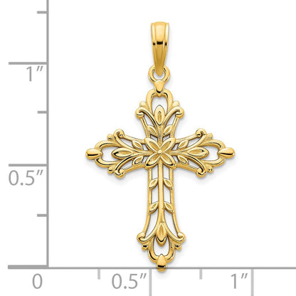 14K Gelbgold Fancy-Kreuz-Charm