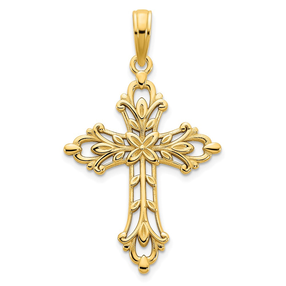 14K Gelbgold Fancy-Kreuz-Charm