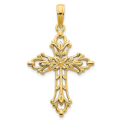 14K Gelbgold Fancy-Kreuz-Charm