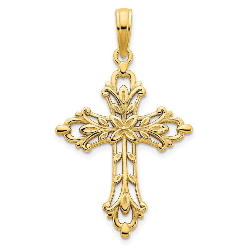 14K Gelbgold Fancy-Kreuz-Charm
