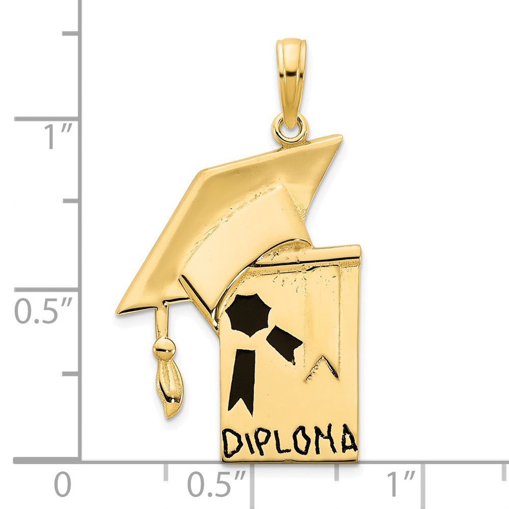 14K Gelbgold Anhänger „Doktorhut und Diplom“ mit Epoxidbeschichtung