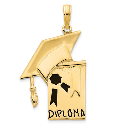 14K Gelbgold Anhänger „Doktorhut und Diplom“ mit Epoxidbeschichtung
