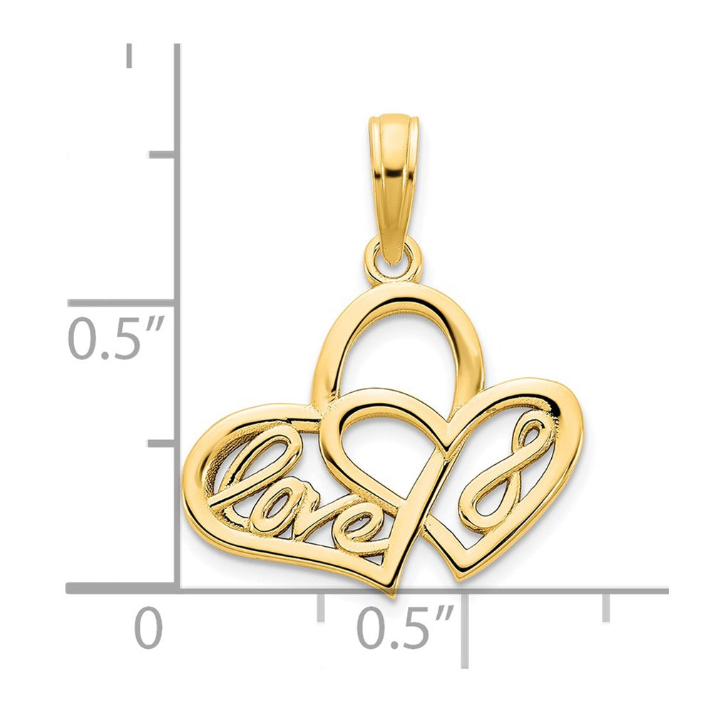 14K Gelbgold Herz-LOVE-Unendlichkeitssymbol-Charm