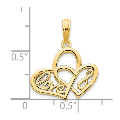 14K Gelbgold Herz-LOVE-Unendlichkeitssymbol-Charm