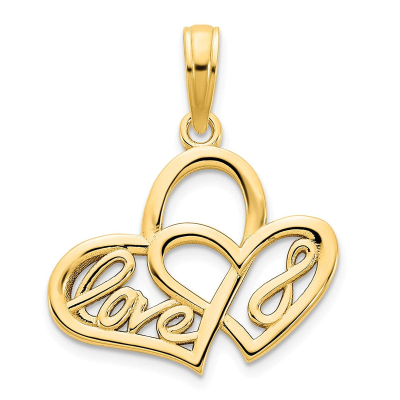 14K Gelbgold Herz-LOVE-Unendlichkeitssymbol-Charm