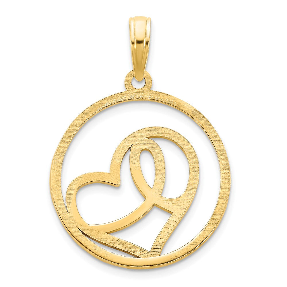 14K Gelbgold Herz-Kreis-Anhänger