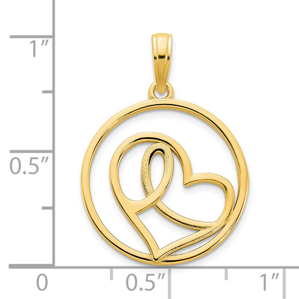 14K Gelbgold Herz-Kreis-Anhänger
