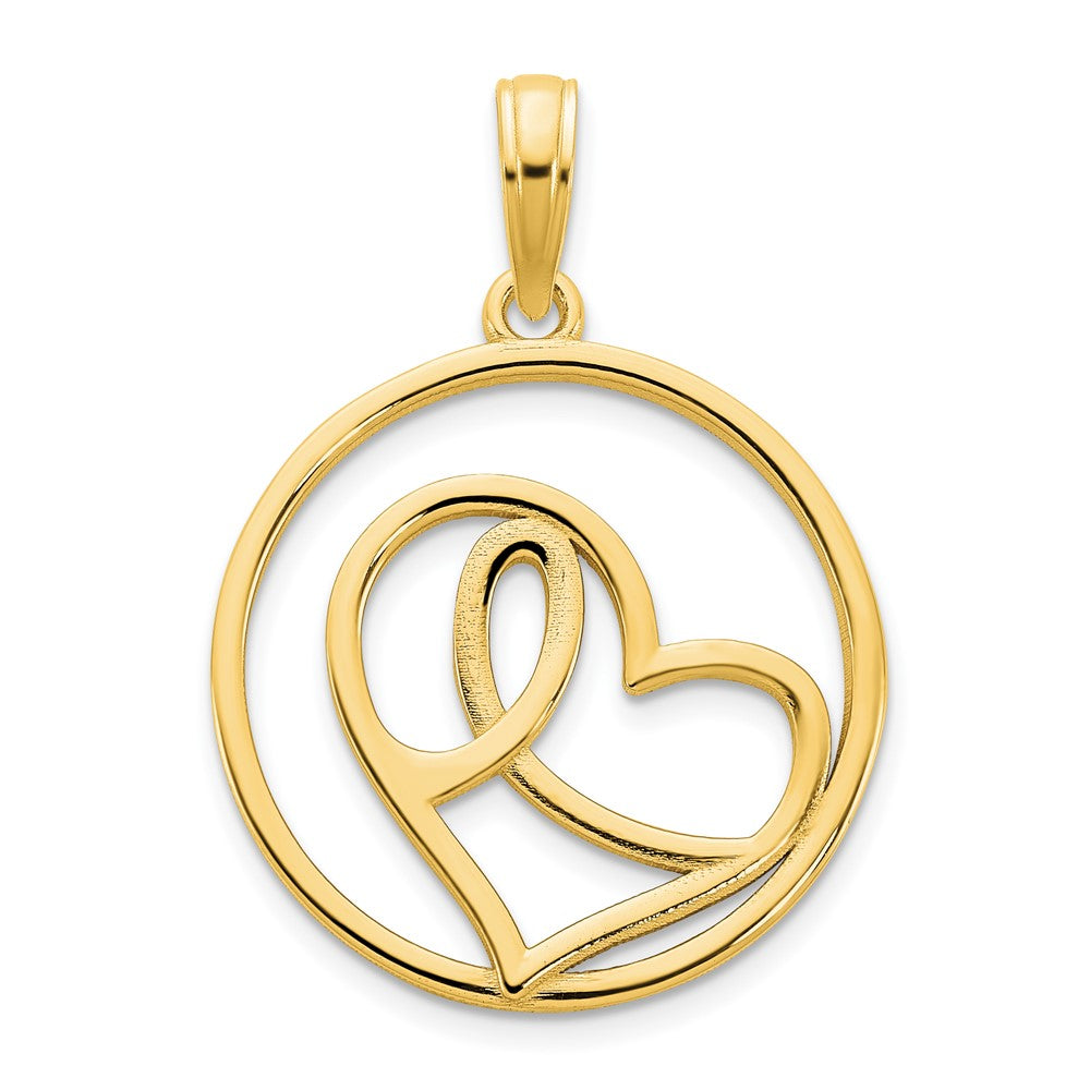 14K Gelbgold Herz-Kreis-Anhänger