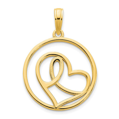 14K Gelbgold Herz-Kreis-Anhänger