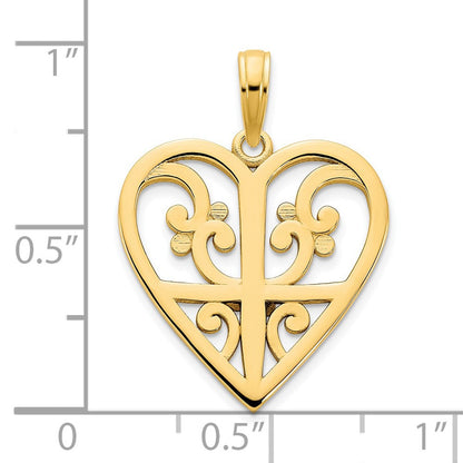 14K Gelbgold Fancy-Herz-Anhänger