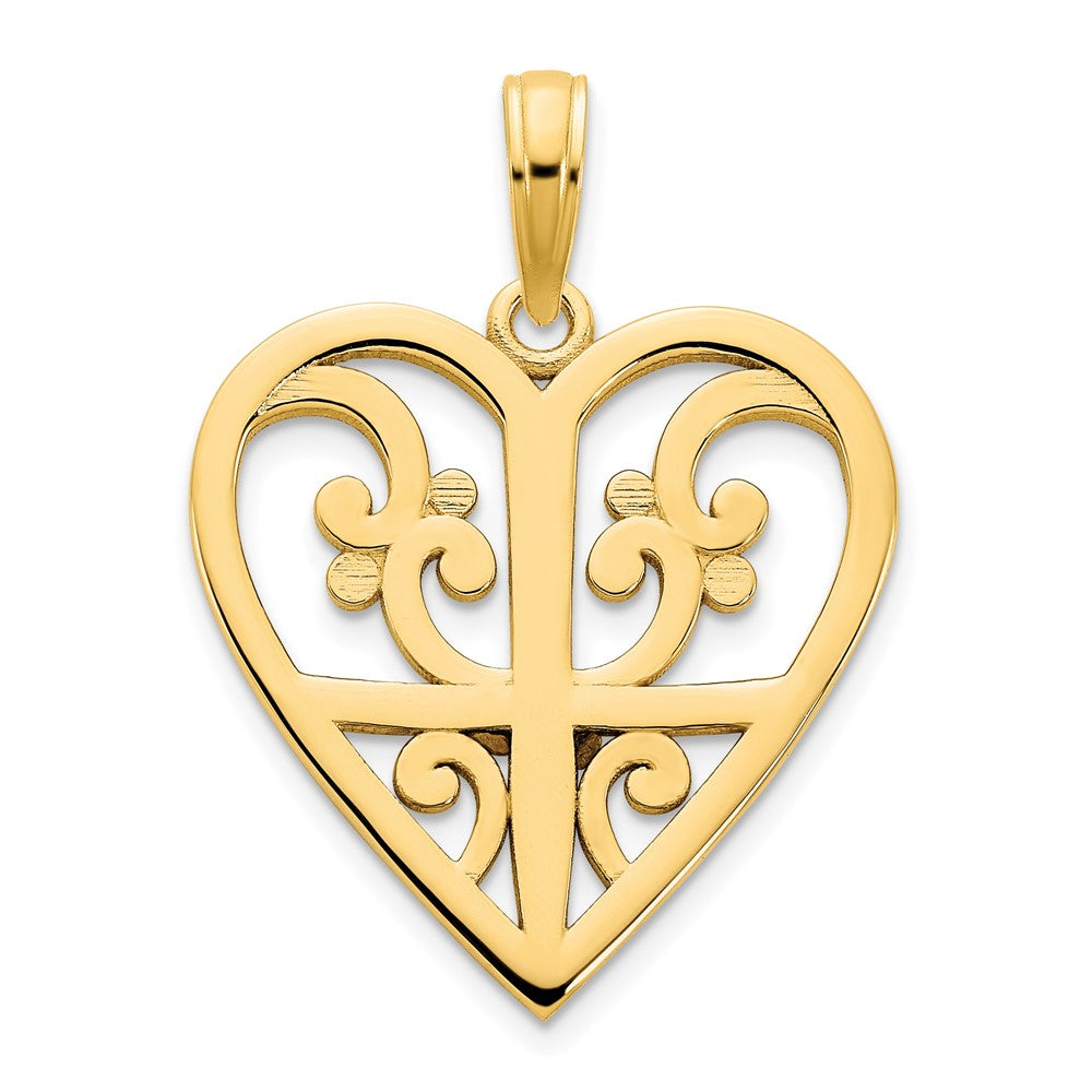 14K Gelbgold Fancy-Herz-Anhänger