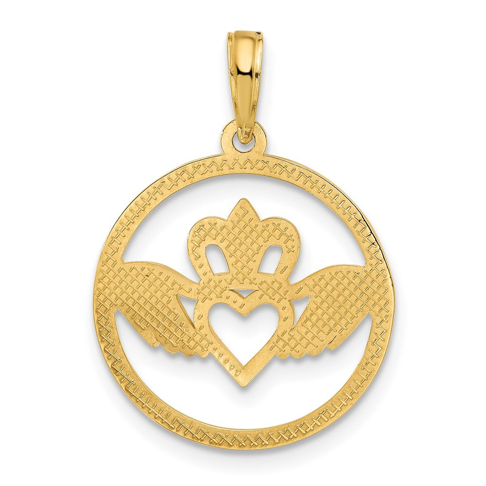 14K Gelbgold Claddagh-Kreis-Anhänger