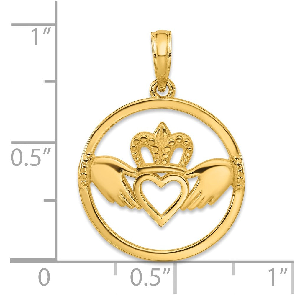 14K Gelbgold Claddagh-Kreis-Anhänger