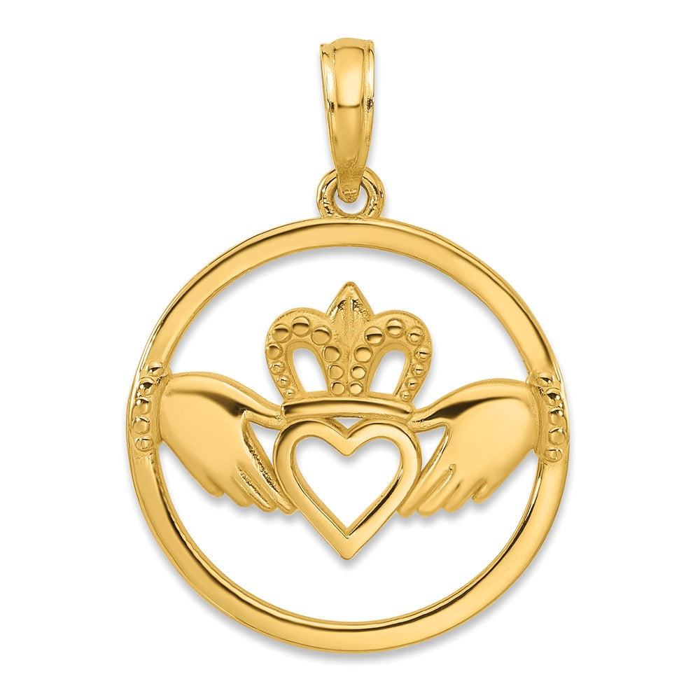 14K Gelbgold Claddagh-Kreis-Anhänger