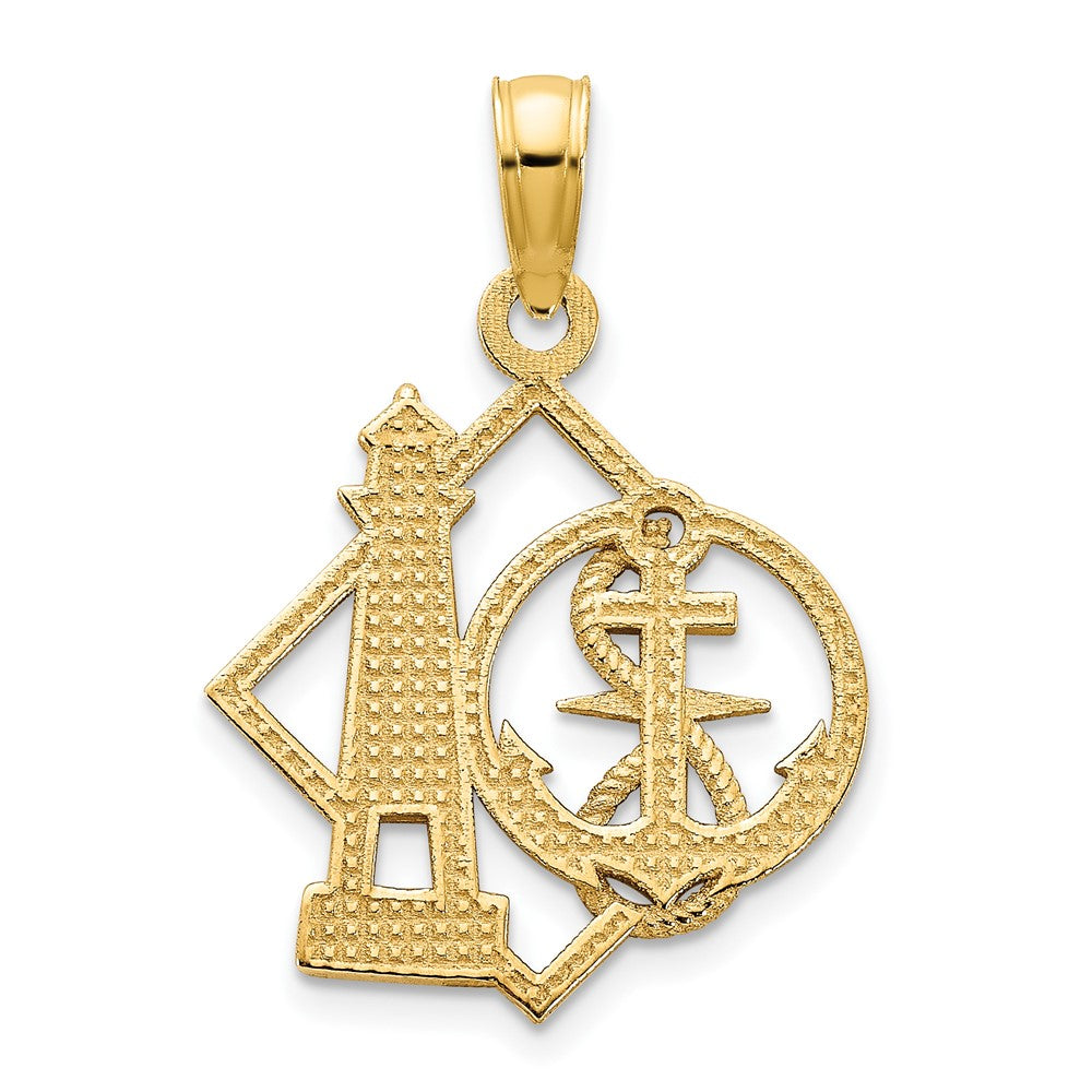 14K Gelbgold Leuchtturm- und Anker-Charm