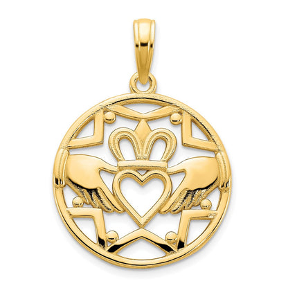 Claddagh-Kreisanhänger aus 14K Gelbgold
