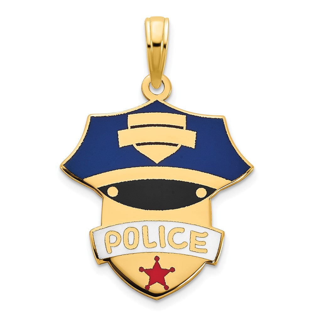 14K Gelbgold Polizei-Anhänger mit Epoxidharz