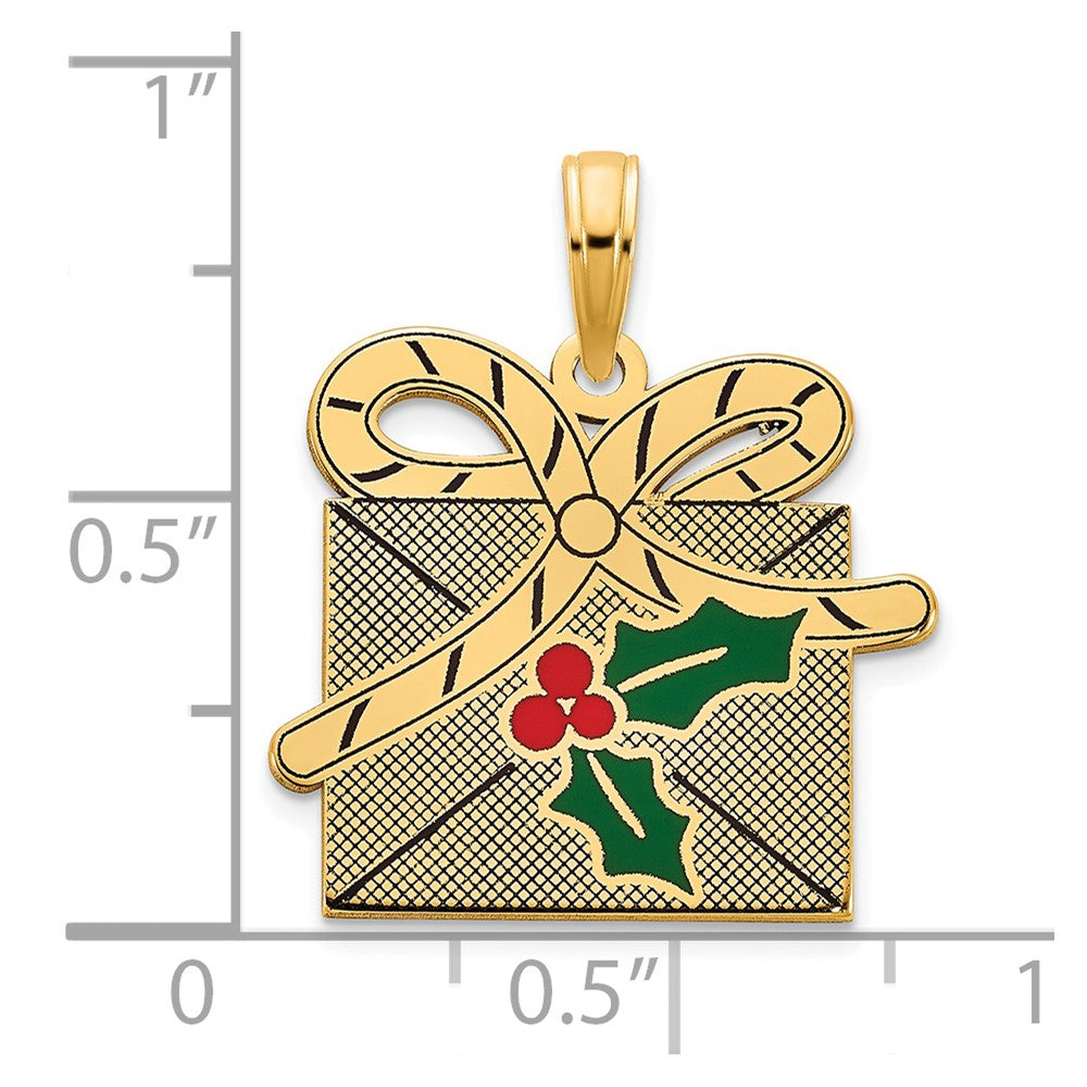 14K Gelbgold Anhänger „Weihnachtsgeschenk" mit Epoxidharz