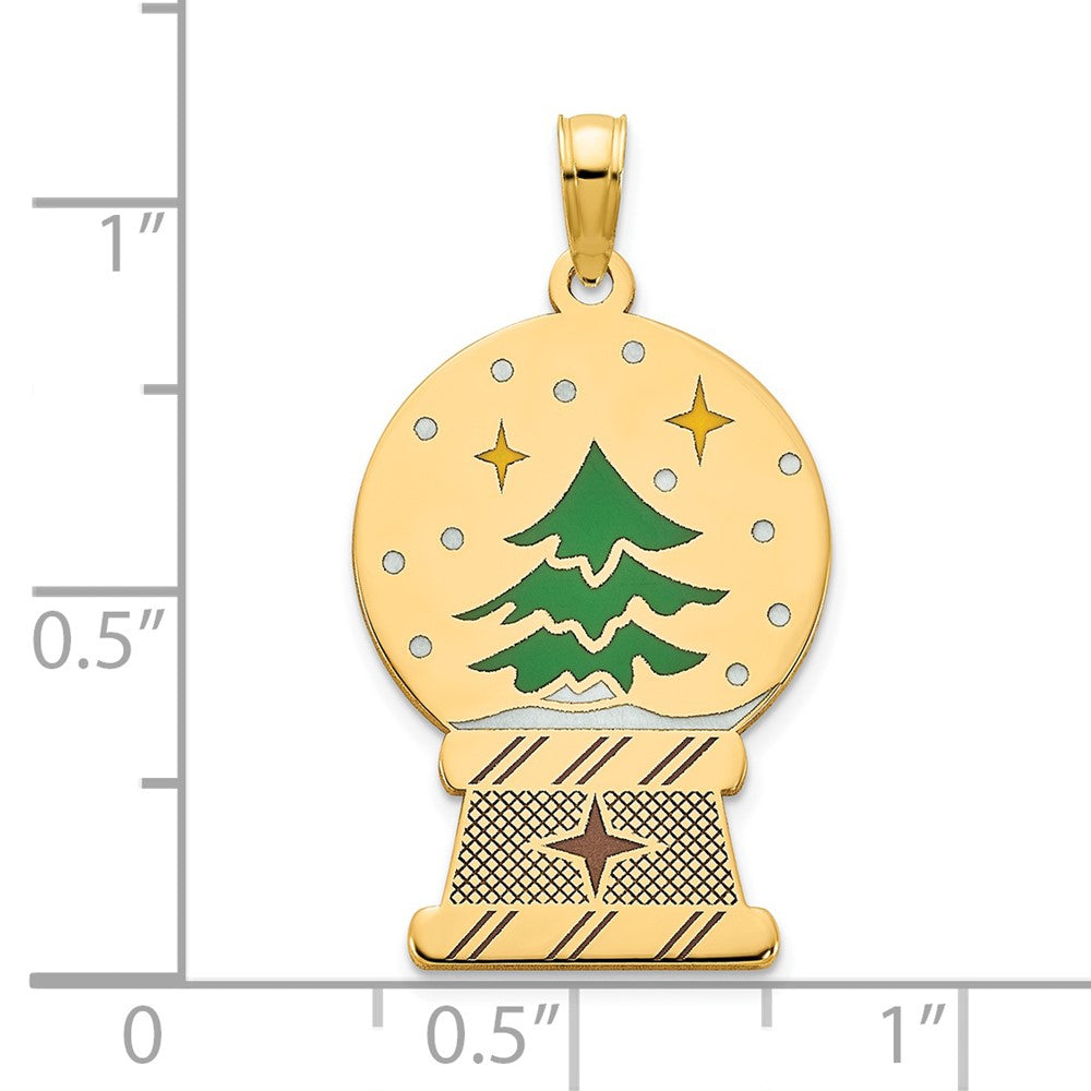 14K Gelbgold polierter Schneekugel-Anhänger mit Epoxidharz