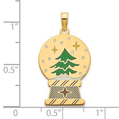 14K Gelbgold polierter Schneekugel-Anhänger mit Epoxidharz