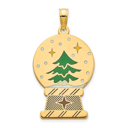 14K Gelbgold polierter Schneekugel-Anhänger mit Epoxidharz