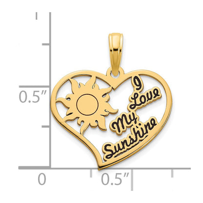 14 K Gelbgold Anhänger „I Love My Sunshine“ Herz mit Epoxid