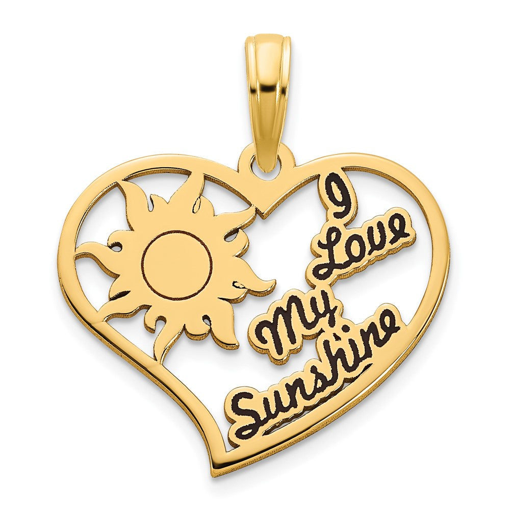14 K Gelbgold Anhänger „I Love My Sunshine“ Herz mit Epoxid
