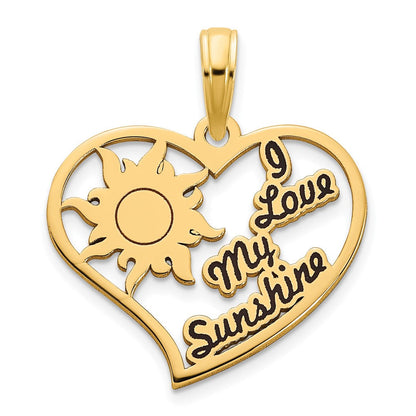 14 K Gelbgold Anhänger „I Love My Sunshine“ Herz mit Epoxid