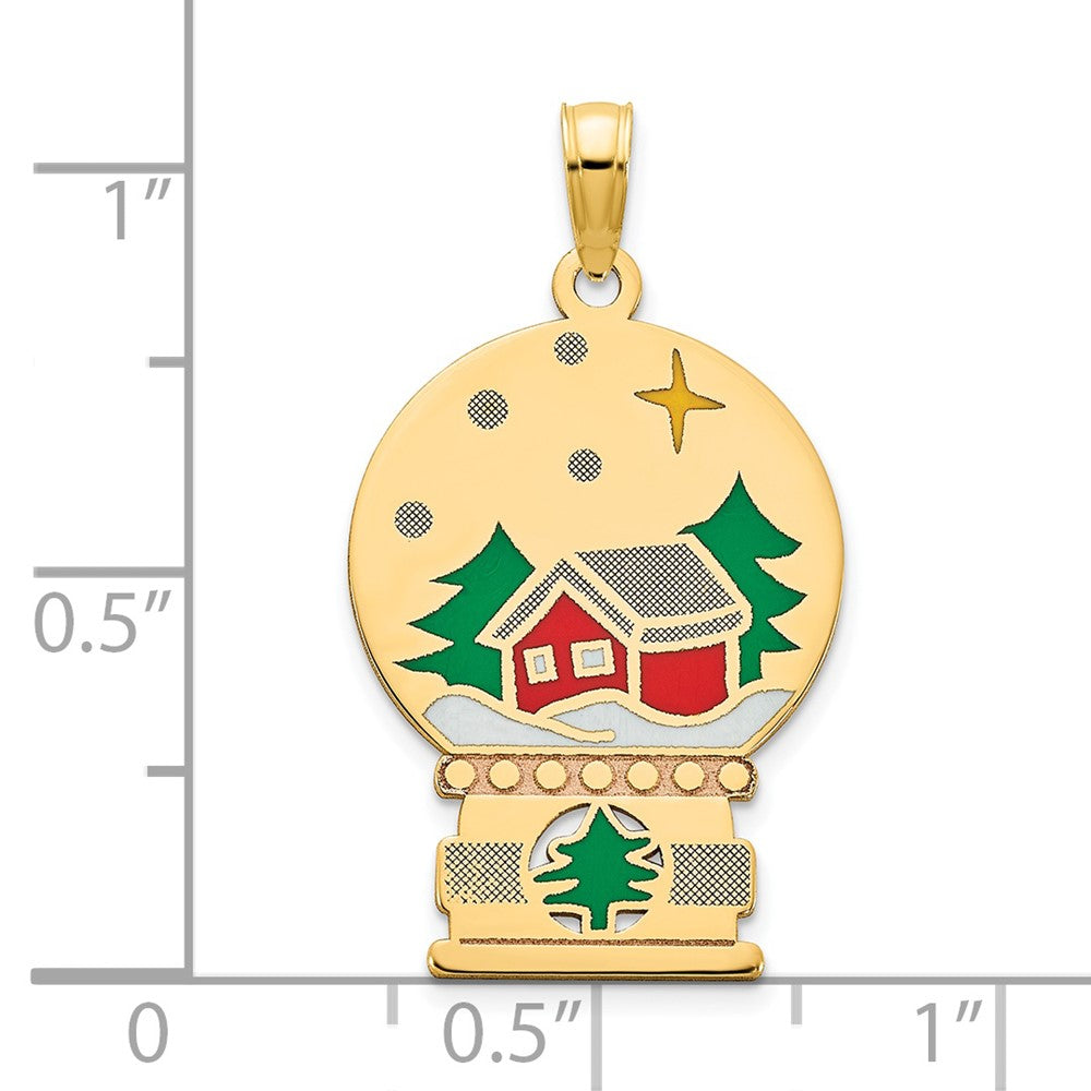 14K Gelbgold Epoxy Weihnachts-Schneekugel-Anhänger