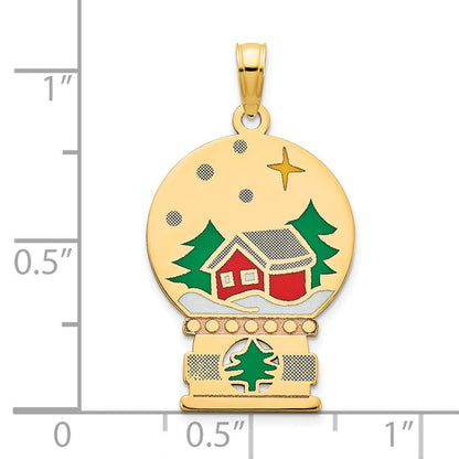 14K Gelbgold Epoxy Weihnachts-Schneekugel-Anhänger