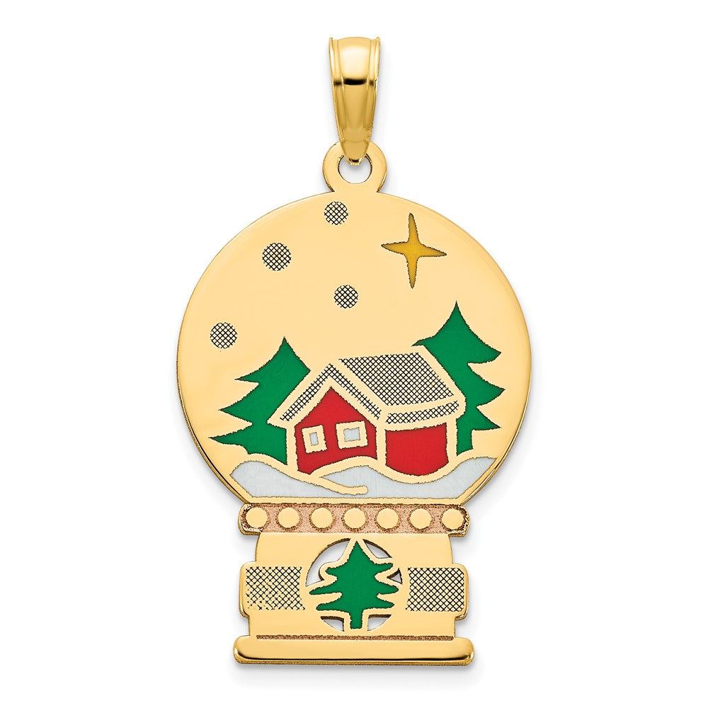 14K Gelbgold Epoxy Weihnachts-Schneekugel-Anhänger