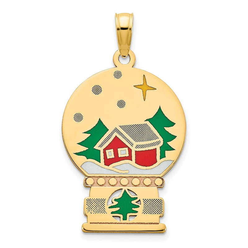 14K Gelbgold Epoxy Weihnachts-Schneekugel-Anhänger