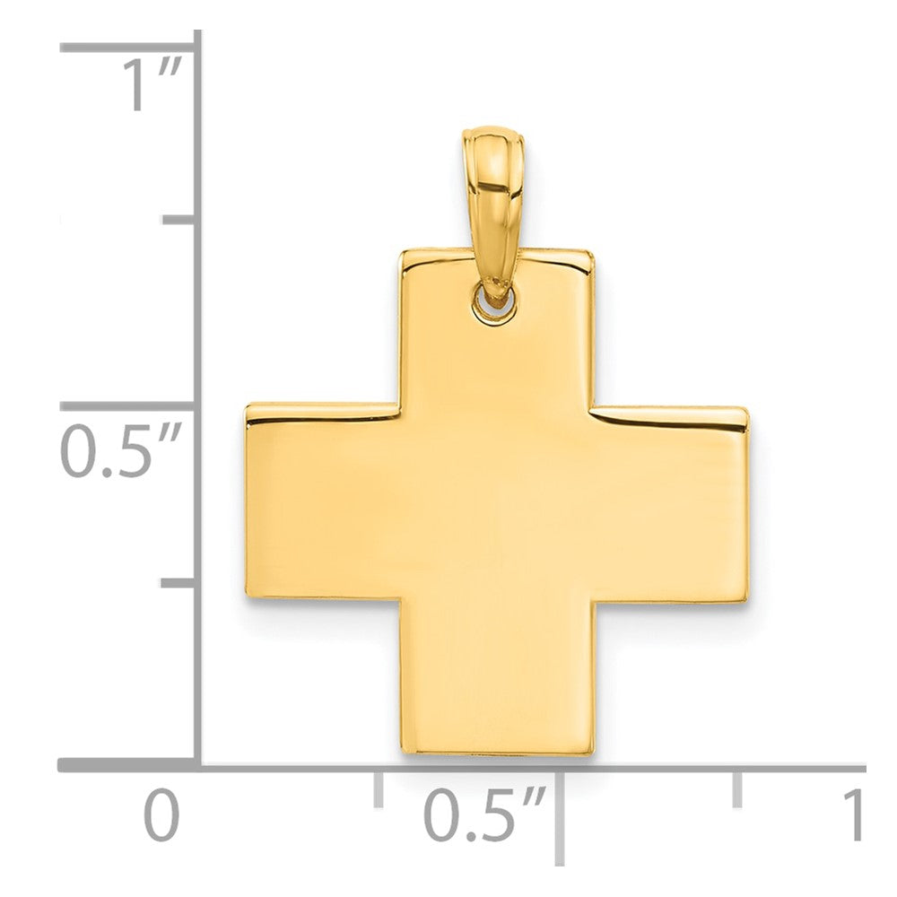 14K Gelbgold Poliert Kreuz Anhänger