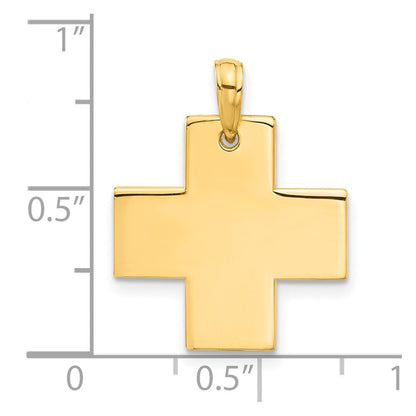 14K Gelbgold Poliert Kreuz Anhänger