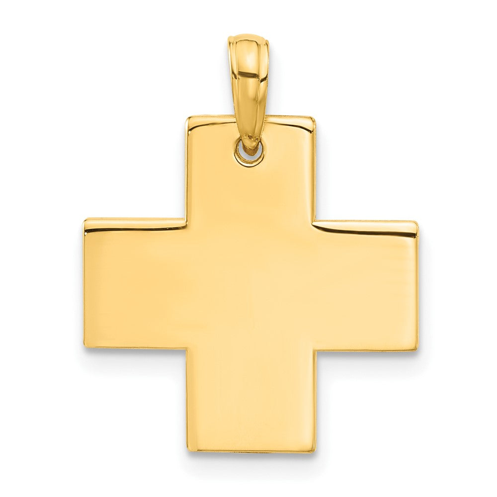 14K Gelbgold Poliert Kreuz Anhänger
