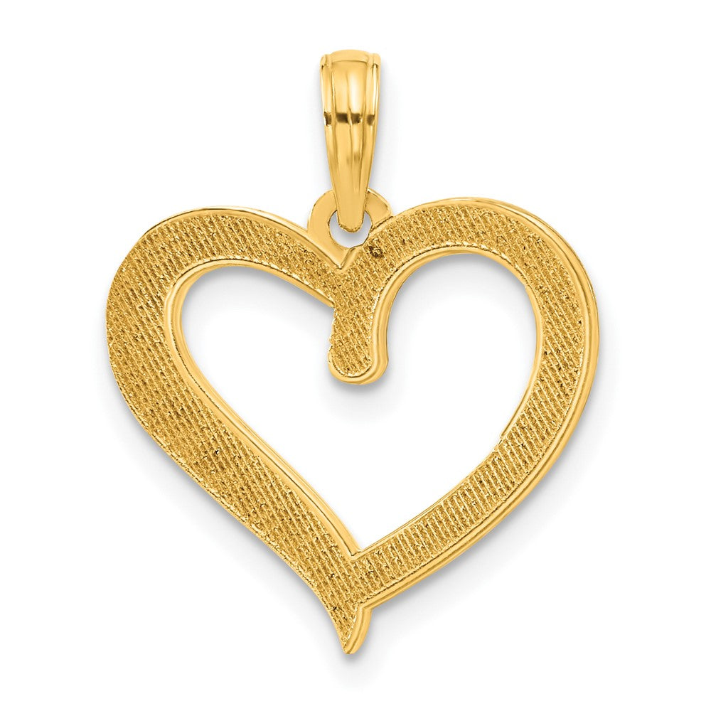 14K Gelb & Rhodium und Rhodium Poliert Herz Anhänger